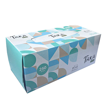 Салфетки бумажные 2слоя ТАКА 250шт в коробке