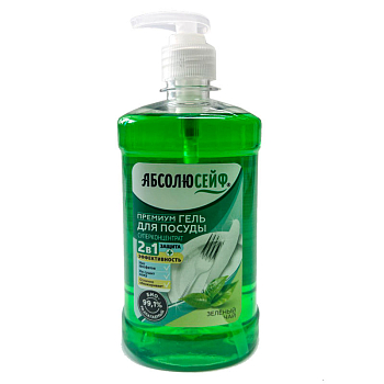 АБСОЛЮСЕЙФ Средство для мытья посуды Зеленый чай  500мл с дозатором 